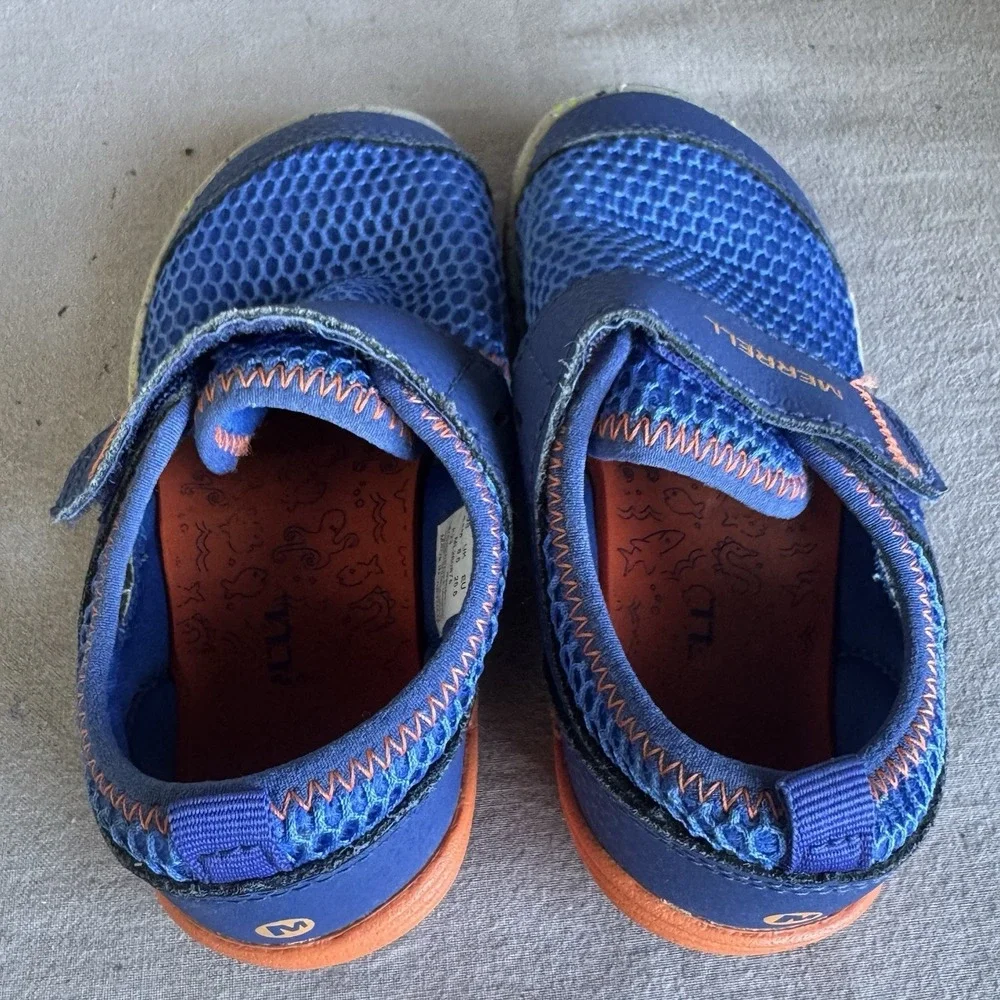 Size 8.5 - Merrell Kids Bare Steps H2o Water Shoe, Little Kid Blue/Orange